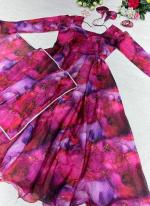 Purple Georgette Festival Wear Digital Printed Gown With Dupatta